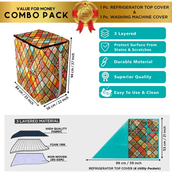 Multicolor_3-Layer_PolyesterSemi-Automatic_Washing_Machine_Cover_&_Fridge_Top_Cover_Set_For_Home