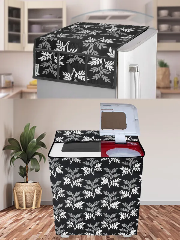 Black_3-Layer_PolyesterSemi-Automatic_Washing_Machine_Cover_&_Fridge_Top_Cover_Set_For_Home