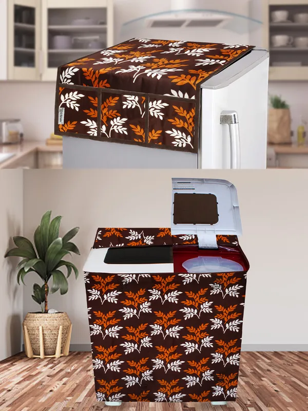 Brown_3-Layer_PolyesterSemi-Automatic_Washing_Machine_Cover_&_Fridge_Top_Cover_Set_For_Home