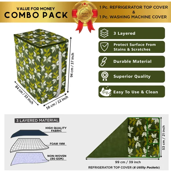 Green_3-Layer_PolyesterSemi-Automatic_Washing_Machine_Cover_&_Fridge_Top_Cover_Set_For_Home