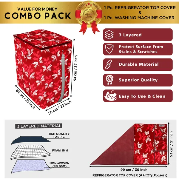 Maroon_3-Layer_PolyesterSemi-Automatic_Washing_Machine_Cover_&_Fridge_Top_Cover_Set_For_Home