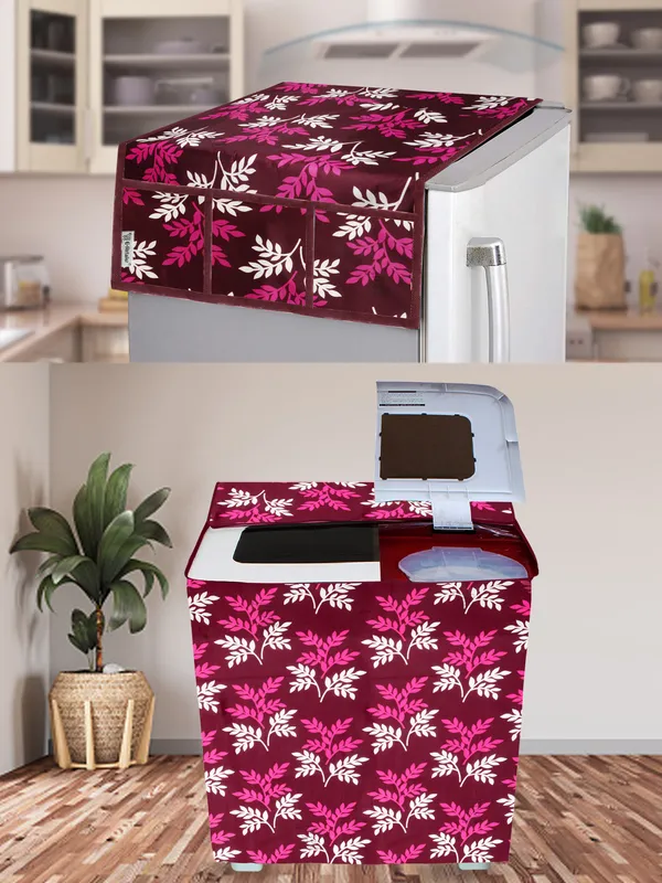 Purple_3-Layer_PolyesterSemi-Automatic_Washing_Machine_Cover_&_Fridge_Top_Cover_Set_For_Home