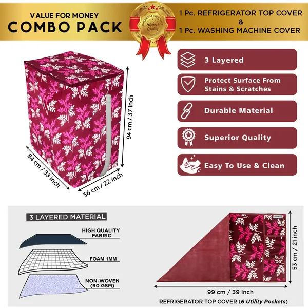 Purple_3-Layer_PolyesterSemi-Automatic_Washing_Machine_Cover_&_Fridge_Top_Cover_Set_For_Home