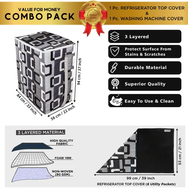 Black_3-Layer_PolyesterSemi-Automatic_Washing_Machine_Cover_&_Fridge_Top_Cover_Set_For_Home