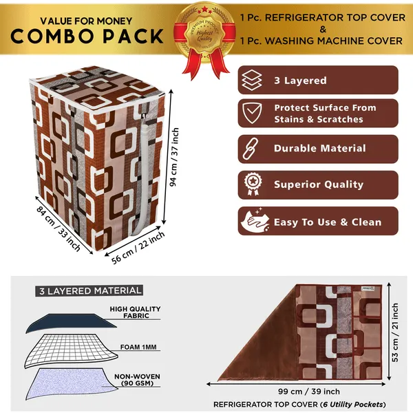 Brown_3-Layer_PolyesterSemi-Automatic_Washing_Machine_Cover_&_Fridge_Top_Cover_Set_For_Home