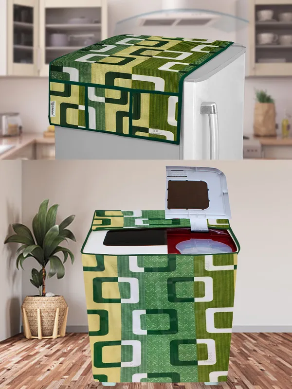 Green_3-Layer_PolyesterSemi-Automatic_Washing_Machine_Cover_&_Fridge_Top_Cover_Set_For_Home