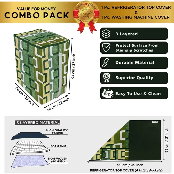 Green_3-Layer_PolyesterSemi-Automatic_Washing_Machine_Cover_&_Fridge_Top_Cover_Set_For_Home