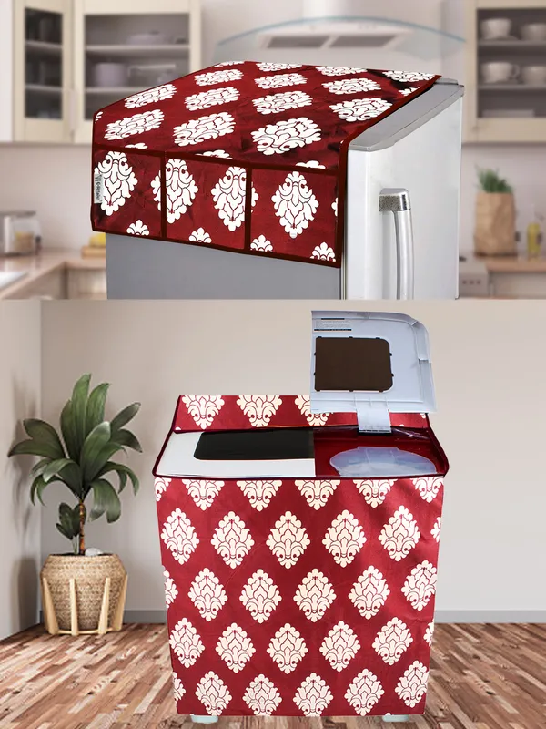 Maroon_3-Layer_PolyesterSemi-Automatic_Washing_Machine_Cover_&_Fridge_Top_Cover_Set_For_Home