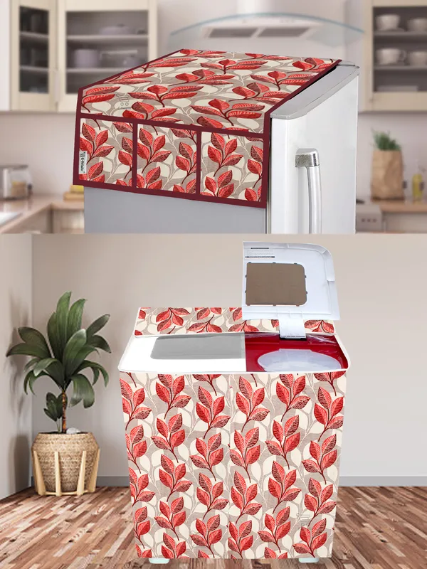 Pink_3-Layer_PolyesterSemi-Automatic_Washing_Machine_Cover_&_Fridge_Top_Cover_Set_For_Home