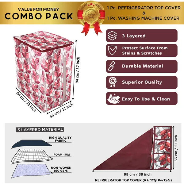 Pink_3-Layer_PolyesterSemi-Automatic_Washing_Machine_Cover_&_Fridge_Top_Cover_Set_For_Home