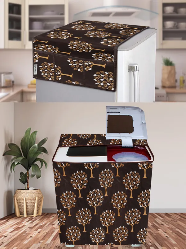 Brown_3-Layer_PolyesterSemi-Automatic_Washing_Machine_Cover_&_Fridge_Top_Cover_Set_For_Home