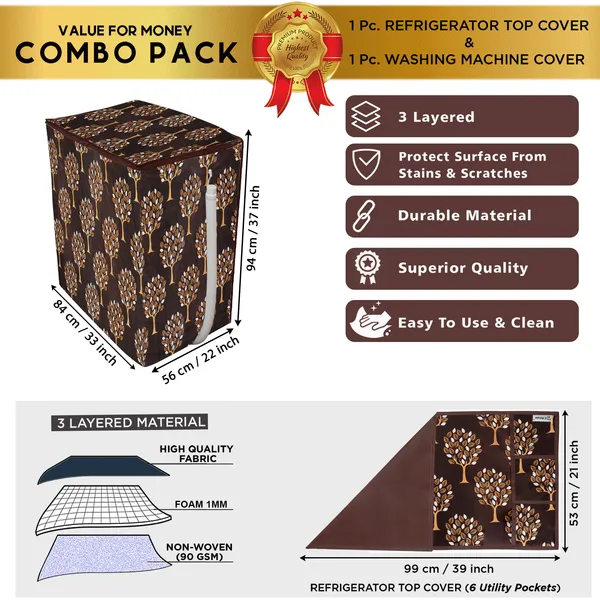 Brown_3-Layer_PolyesterSemi-Automatic_Washing_Machine_Cover_&_Fridge_Top_Cover_Set_For_Home