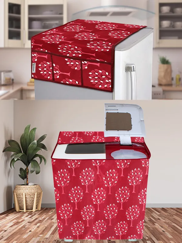 Maroon_3-Layer_PolyesterSemi-Automatic_Washing_Machine_Cover_&_Fridge_Top_Cover_Set_For_Home