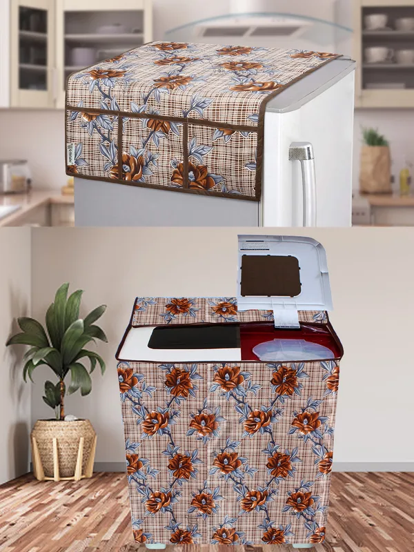 Brown_3-Layer_PolyesterSemi-Automatic_Washing_Machine_Cover_&_Fridge_Top_Cover_Set_For_Home