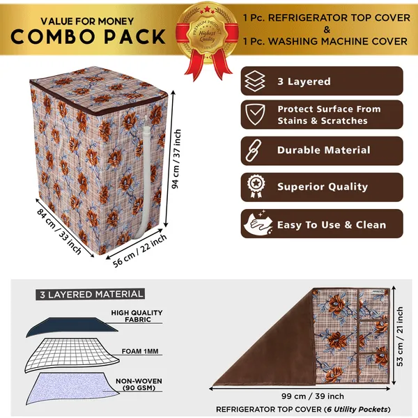 Brown_3-Layer_PolyesterSemi-Automatic_Washing_Machine_Cover_&_Fridge_Top_Cover_Set_For_Home