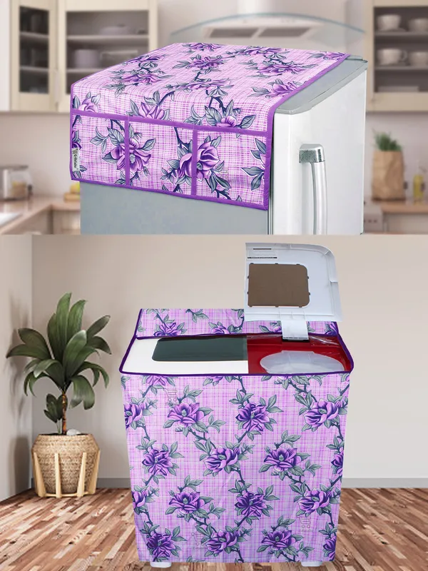 Purple_3-Layer_PolyesterSemi-Automatic_Washing_Machine_Cover_&_Fridge_Top_Cover_Set_For_Home
