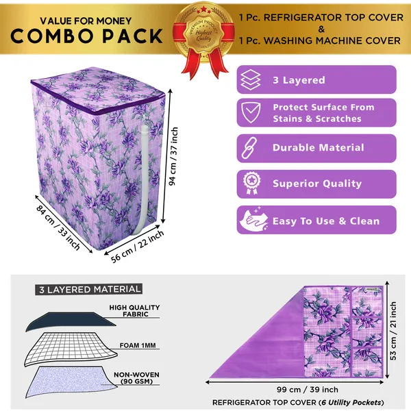 Purple_3-Layer_PolyesterSemi-Automatic_Washing_Machine_Cover_&_Fridge_Top_Cover_Set_For_Home