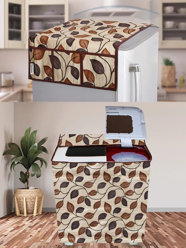 Brown_3-Layer_PolyesterSemi-Automatic_Washing_Machine_Cover_&_Fridge_Top_Cover_Set_For_Home