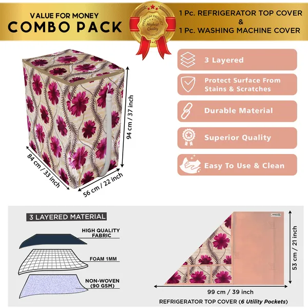 Red_3-Layer_PolyesterSemi-Automatic_Washing_Machine_Cover_&_Fridge_Top_Cover_Set_For_Home