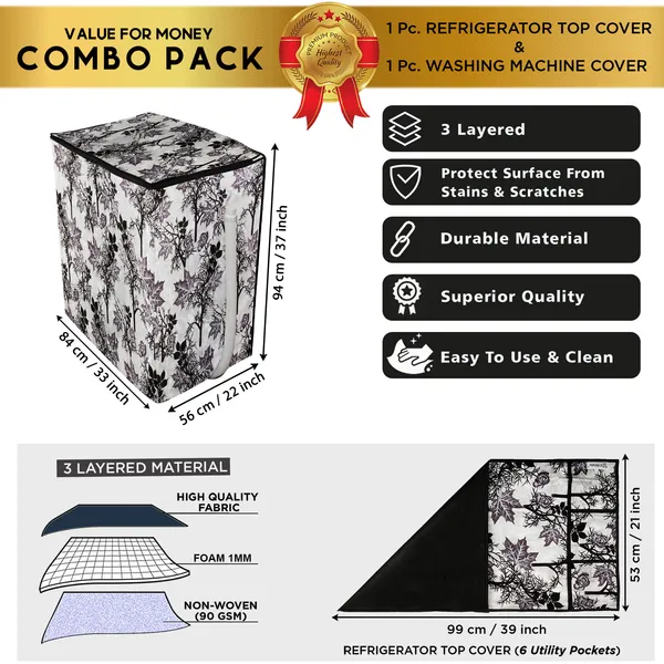 Black_3-Layer_PolyesterSemi-Automatic_Washing_Machine_Cover_&_Fridge_Top_Cover_Set_For_Home