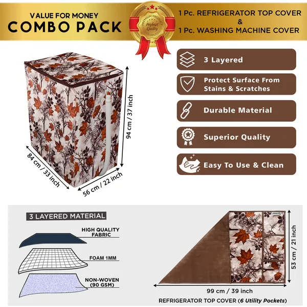 Brown_3-Layer_PolyesterSemi-Automatic_Washing_Machine_Cover_&_Fridge_Top_Cover_Set_For_Home