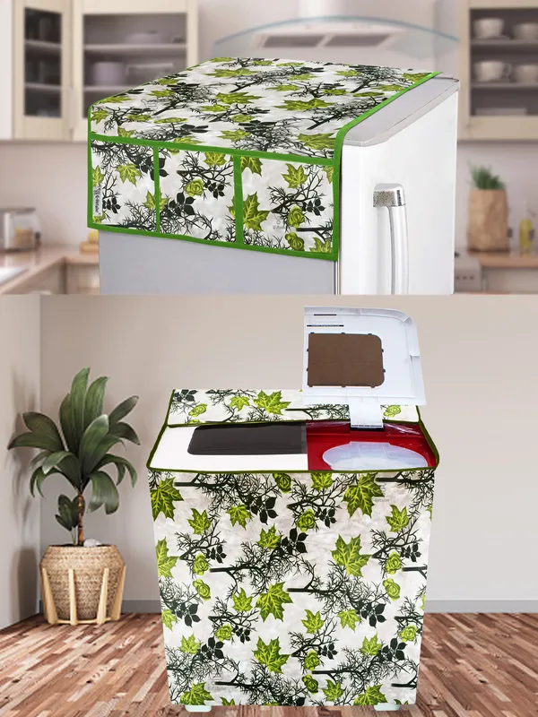 Green_3-Layer_PolyesterSemi-Automatic_Washing_Machine_Cover_&_Fridge_Top_Cover_Set_For_Home