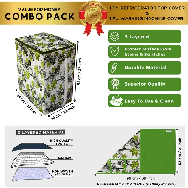Green_3-Layer_PolyesterSemi-Automatic_Washing_Machine_Cover_&_Fridge_Top_Cover_Set_For_Home