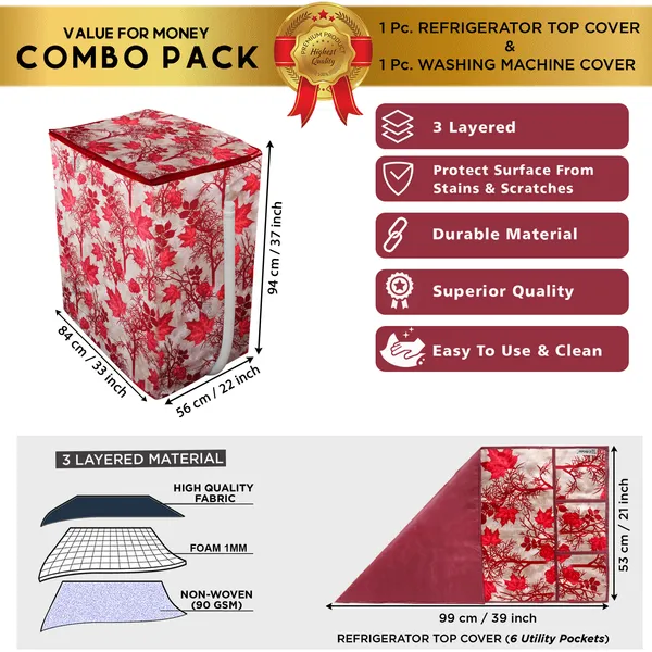 Red_3-Layer_PolyesterSemi-Automatic_Washing_Machine_Cover_&_Fridge_Top_Cover_Set_For_Home
