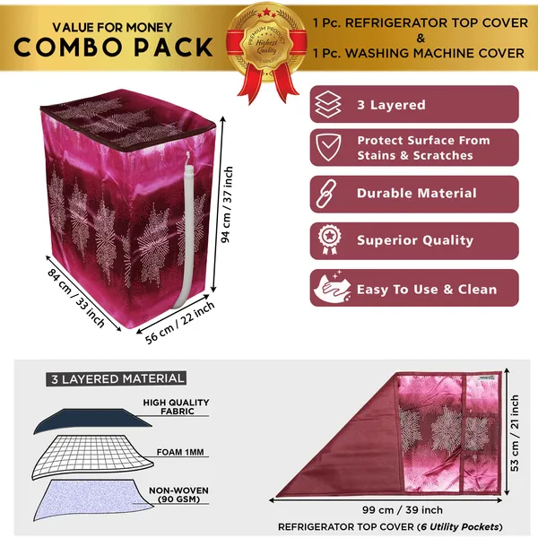 Brown_3-Layer_PolyesterSemi-Automatic_Washing_Machine_Cover_&_Fridge_Top_Cover_Set_For_Home