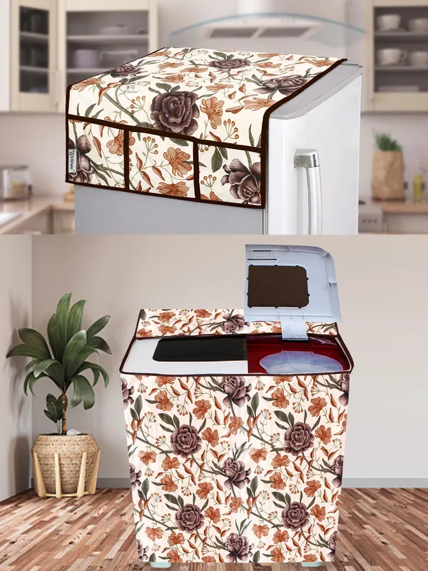 Brown_3-Layer_PolyesterSemi-Automatic_Washing_Machine_Cover_&_Fridge_Top_Cover_Set_For_Home