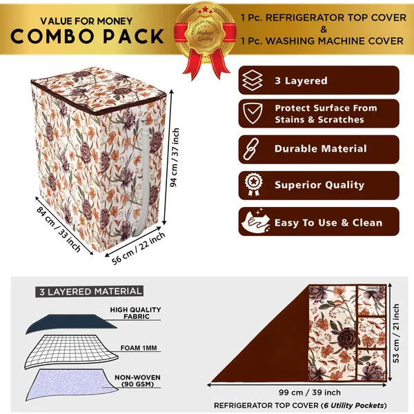 Brown_3-Layer_PolyesterSemi-Automatic_Washing_Machine_Cover_&_Fridge_Top_Cover_Set_For_Home