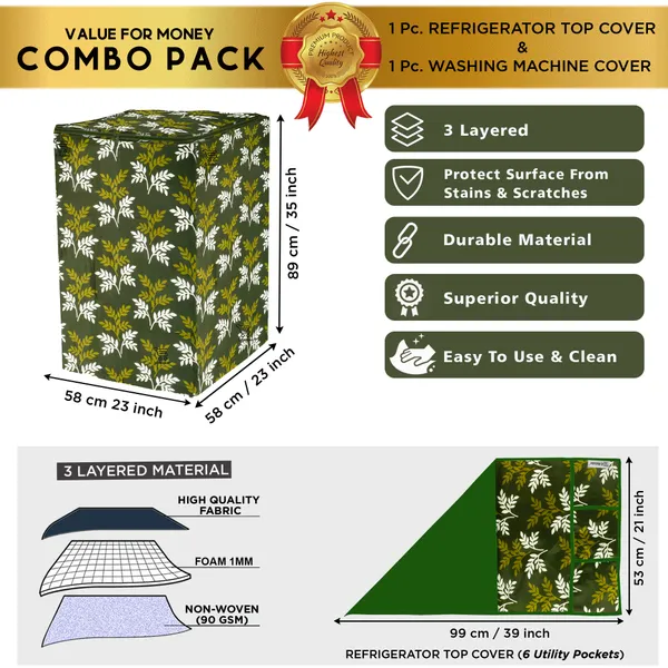 Green_3-Layer_PolyesterTop_Load_And_Fully_Automatic_Washing_Machine_Cover_&_Fridge_Top_Cover_Set_For_Home