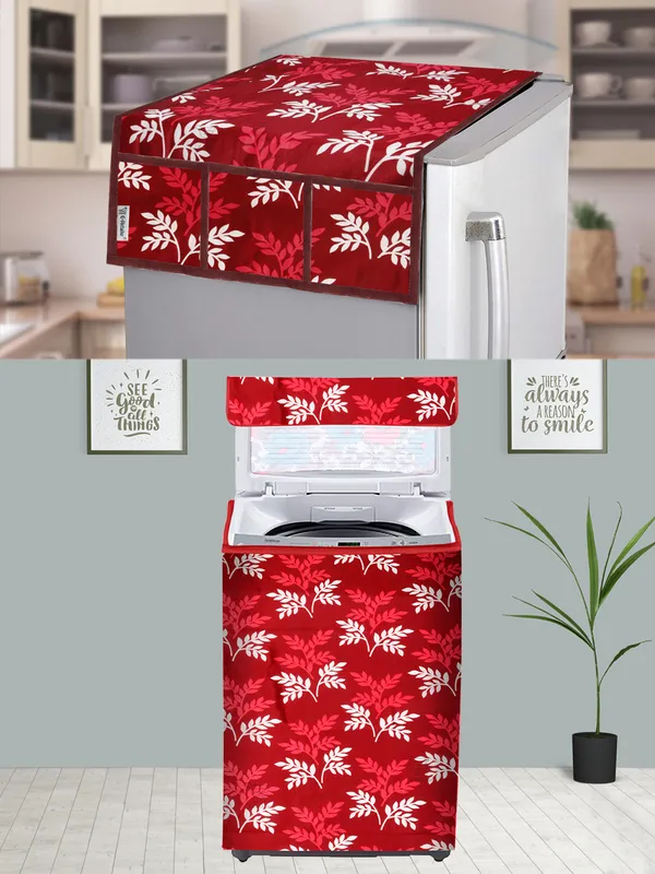 Maroon_3-Layer_PolyesterTop_Load_And_Fully_Automatic_Washing_Machine_Cover_&_Fridge_Top_Cover_Set_For_Home