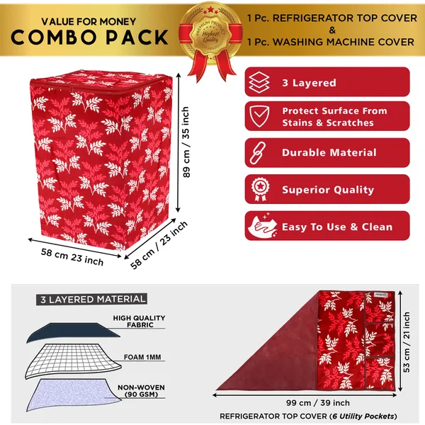 Maroon_3-Layer_PolyesterTop_Load_And_Fully_Automatic_Washing_Machine_Cover_&_Fridge_Top_Cover_Set_For_Home