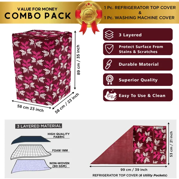 Purple_3-Layer_PolyesterTop_Load_And_Fully_Automatic_Washing_Machine_Cover_&_Fridge_Top_Cover_Set_For_Home