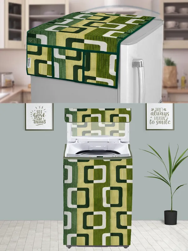 Green_3-Layer_PolyesterTop_Load_And_Fully_Automatic_Washing_Machine_Cover_&_Fridge_Top_Cover_Set_For_Home