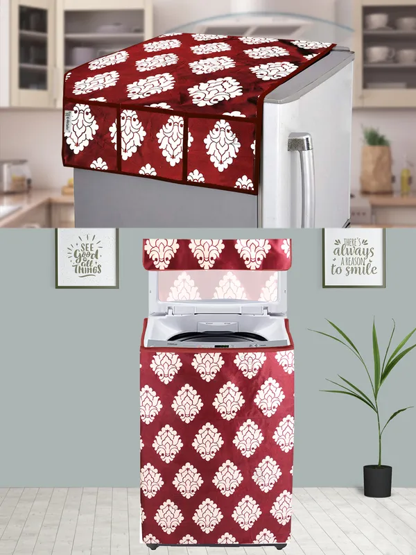 Maroon_3-Layer_PolyesterTop_Load_And_Fully_Automatic_Washing_Machine_Cover_&_Fridge_Top_Cover_Set_For_Home