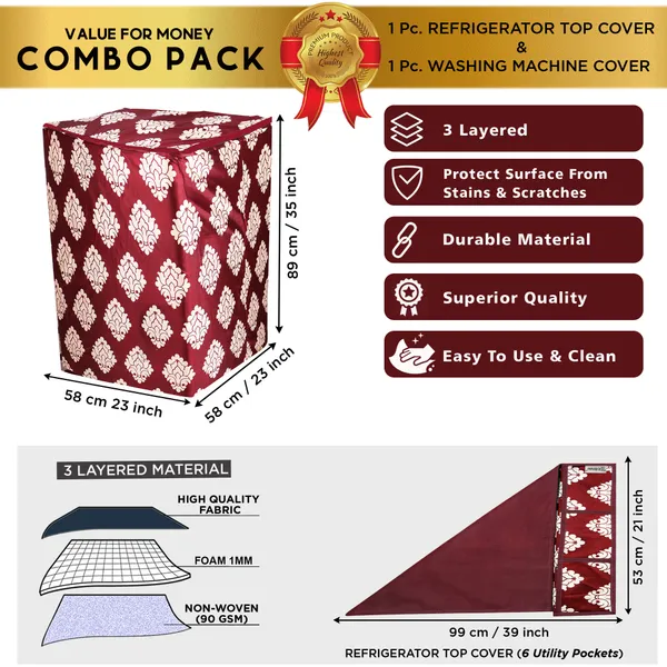 Maroon_3-Layer_PolyesterTop_Load_And_Fully_Automatic_Washing_Machine_Cover_&_Fridge_Top_Cover_Set_For_Home
