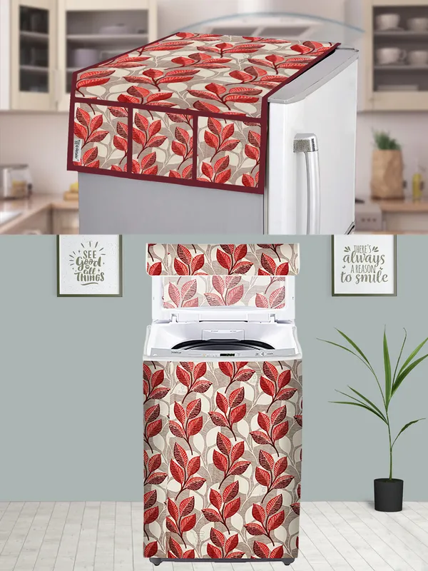 Pink_3-Layer_PolyesterTop_Load_And_Fully_Automatic_Washing_Machine_Cover_&_Fridge_Top_Cover_Set_For_Home