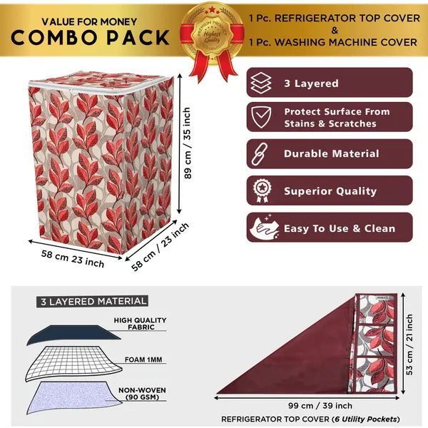 Pink_3-Layer_PolyesterTop_Load_And_Fully_Automatic_Washing_Machine_Cover_&_Fridge_Top_Cover_Set_For_Home