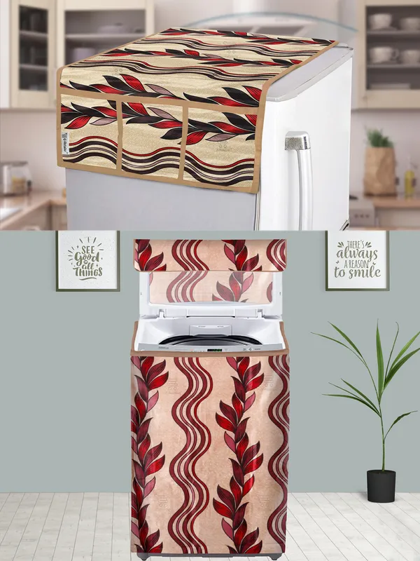 Red_3-Layer_PolyesterTop_Load_And_Fully_Automatic_Washing_Machine_Cover_&_Fridge_Top_Cover_Set_For_Home