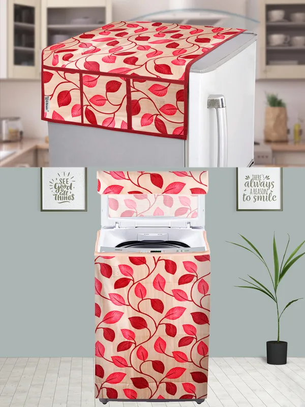 Red_3-Layer_PolyesterTop_Load_And_Fully_Automatic_Washing_Machine_Cover_&_Fridge_Top_Cover_Set_For_Home
