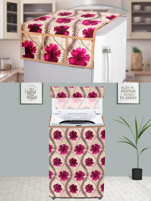 Red_3-Layer_PolyesterTop_Load_And_Fully_Automatic_Washing_Machine_Cover_&_Fridge_Top_Cover_Set_For_Home