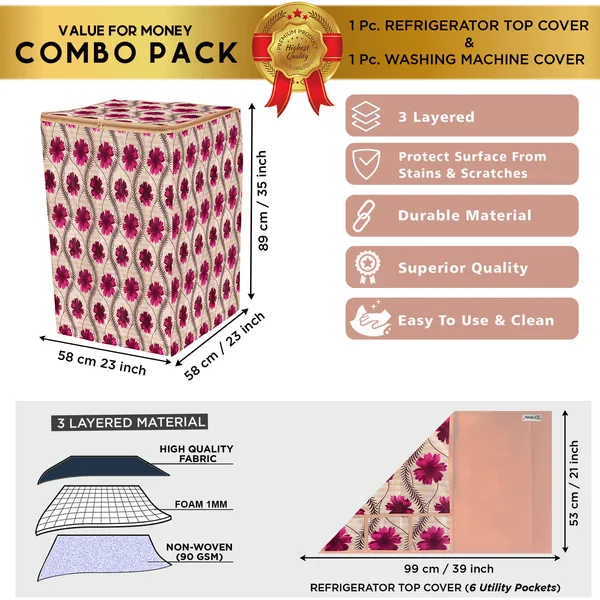Red_3-Layer_PolyesterTop_Load_And_Fully_Automatic_Washing_Machine_Cover_&_Fridge_Top_Cover_Set_For_Home