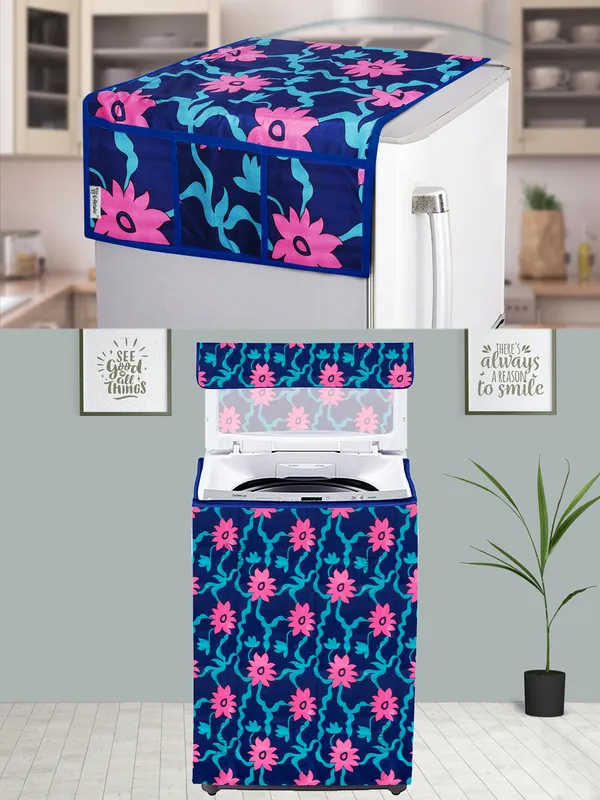 Blue_3-Layer_PolyesterTop_Load_And_Fully_Automatic_Washing_Machine_Cover_&_Fridge_Top_Cover_Set_For_Home