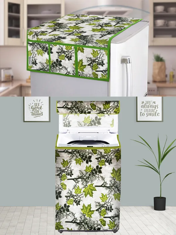 Green_3-Layer_PolyesterTop_Load_And_Fully_Automatic_Washing_Machine_Cover_&_Fridge_Top_Cover_Set_For_Home