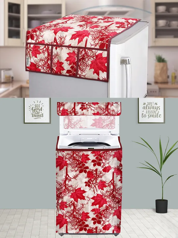 Red_3-Layer_PolyesterTop_Load_And_Fully_Automatic_Washing_Machine_Cover_&_Fridge_Top_Cover_Set_For_Home
