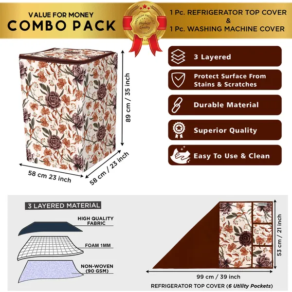 Brown_3-Layer_PolyesterTop_Load_And_Fully_Automatic_Washing_Machine_Cover_&_Fridge_Top_Cover_Set_For_Home