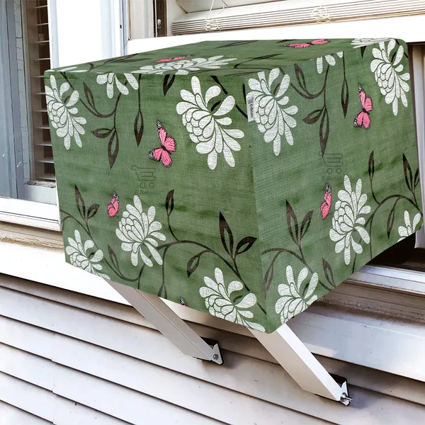 Green_Polyester_Fabric_Window_Ac_Cover_For_Home