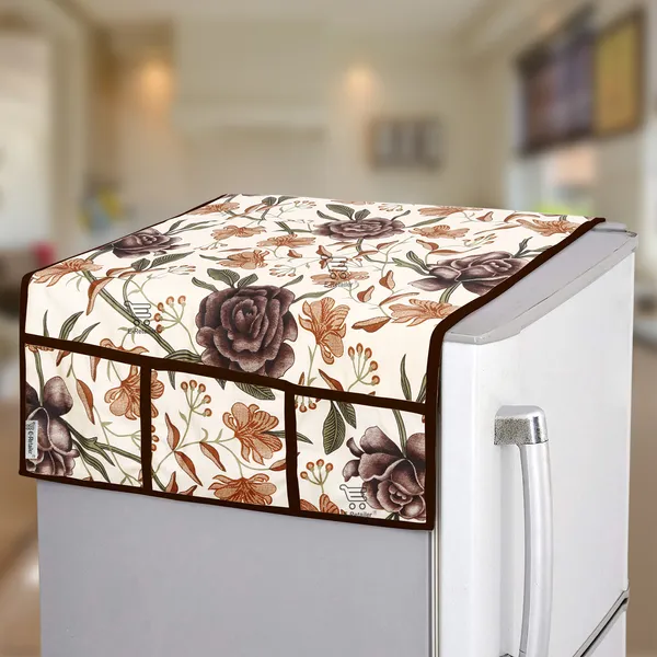 Brown_Polyester_Fabric_Double_Door_Fridge_Top_Cover_For_Home
